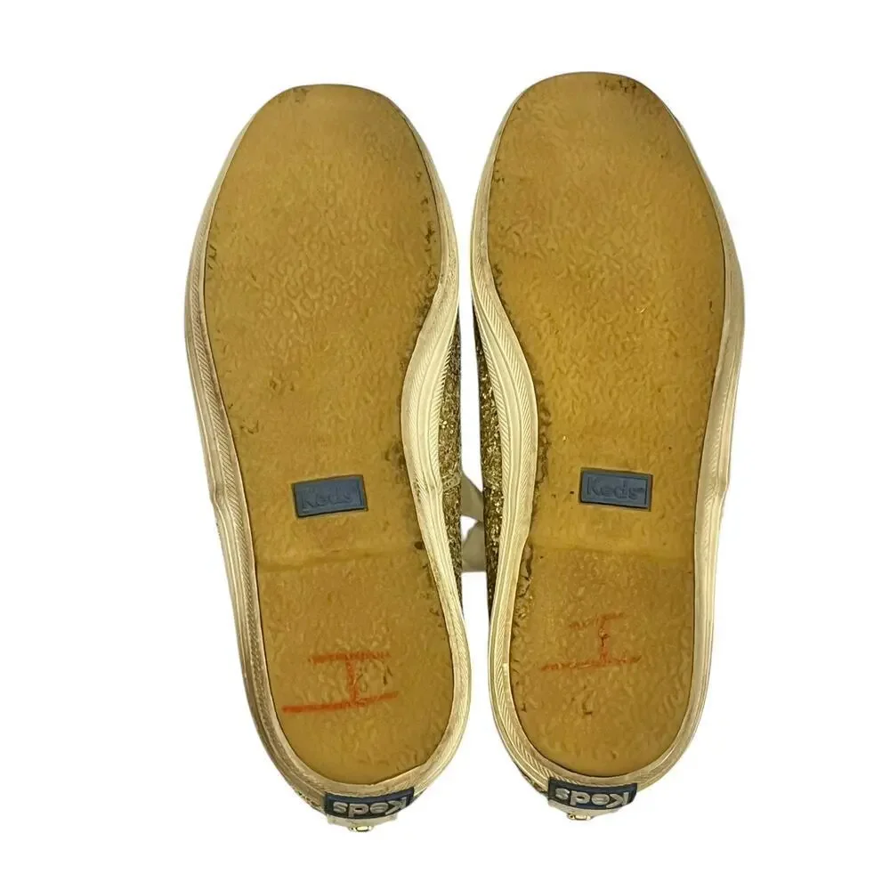 Kate Spade x Keds Champion Gold Glitter Womens Sneakers Trainers Shoes Size 6
